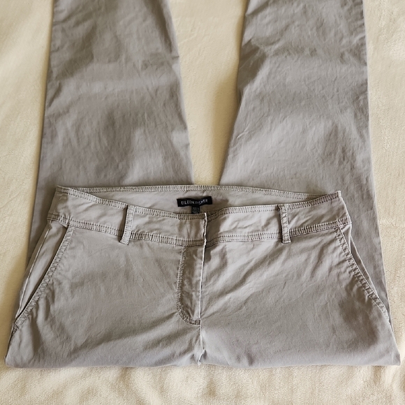 Eileen Fisher Flat Front Women's Clay Gray Chinos - Picture 6 of 8